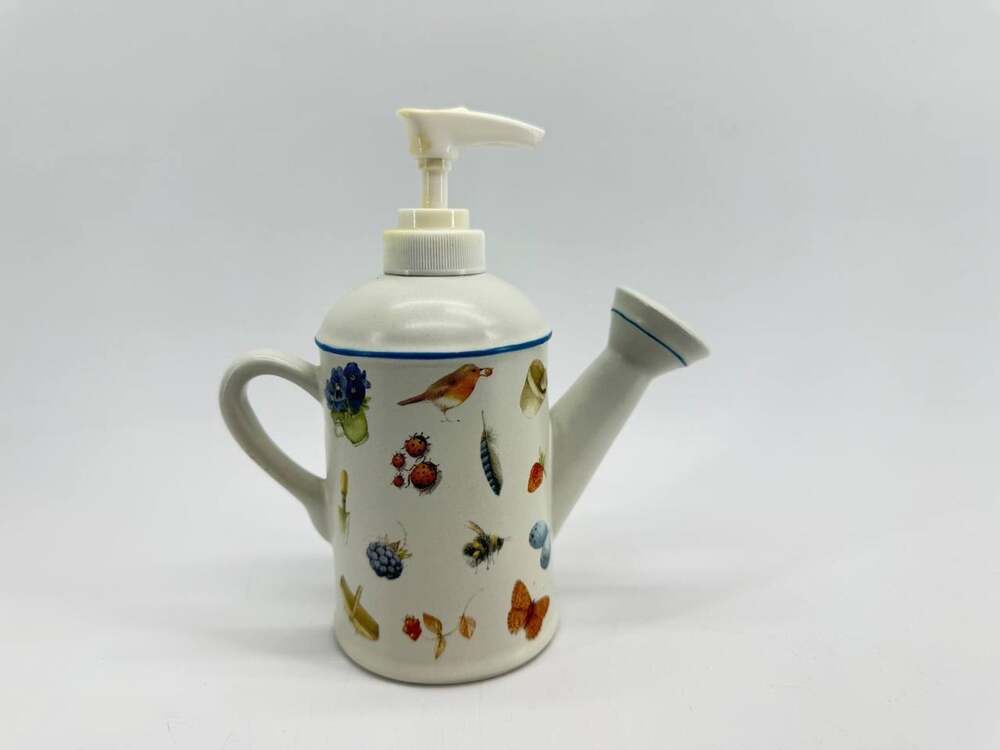 Vintage Marjolein Bastin 1999 Ceramic Watering Can Soap Dispenser Nature Garden